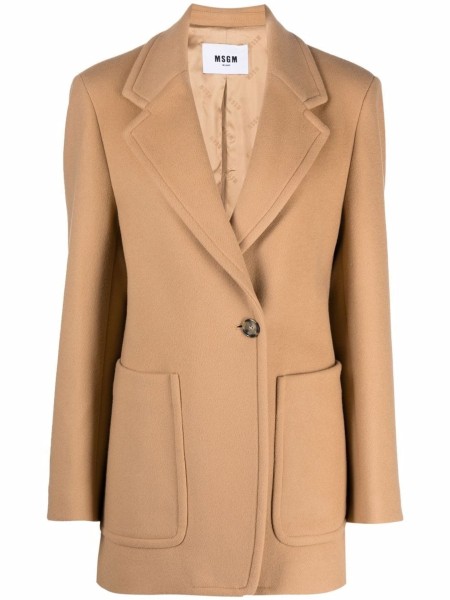 Shop MSGM Sales Jackets: Jackets MSGM, blazer, single breasted, long sleeves, classic collar, maxi pockets on front, in camel color.

Composition: 75% virgin wool, 25% polyamid.