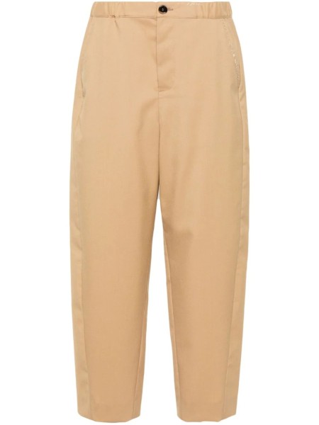 Shop Marni  Pants: Pants Marni, cropped model, wide leg, in light wool, front closure with button and zip, elastic band on waist, lateral pockets.

Composition: 100% wool.