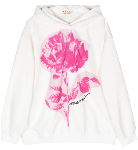 Shop Marni  Sweatshirts: Sweatshirts Marni, oversize fit, long sleeves, hood, lateral splits, splits on the sleeves, flowers printed on front.

Composition: 100% cotton.