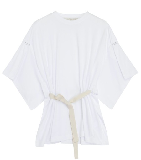 Shop Tela Sales T-shirts: T-shirts Tela, Sambuco model, oversize, 3/4 sleeves, crew-neck, bow on waist.

Composition: 100% cotton.