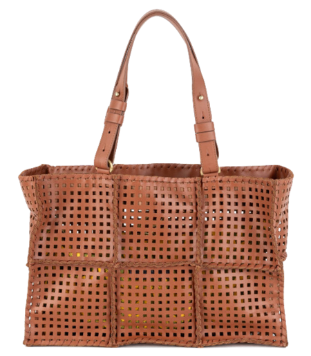 Shop Jamin Puech  Bags: Bags Jamin Puech, Jonu model, tote bag, in soft leather and pierced, handmade patchwork, wood closure, zip pocket inside, in brown color.