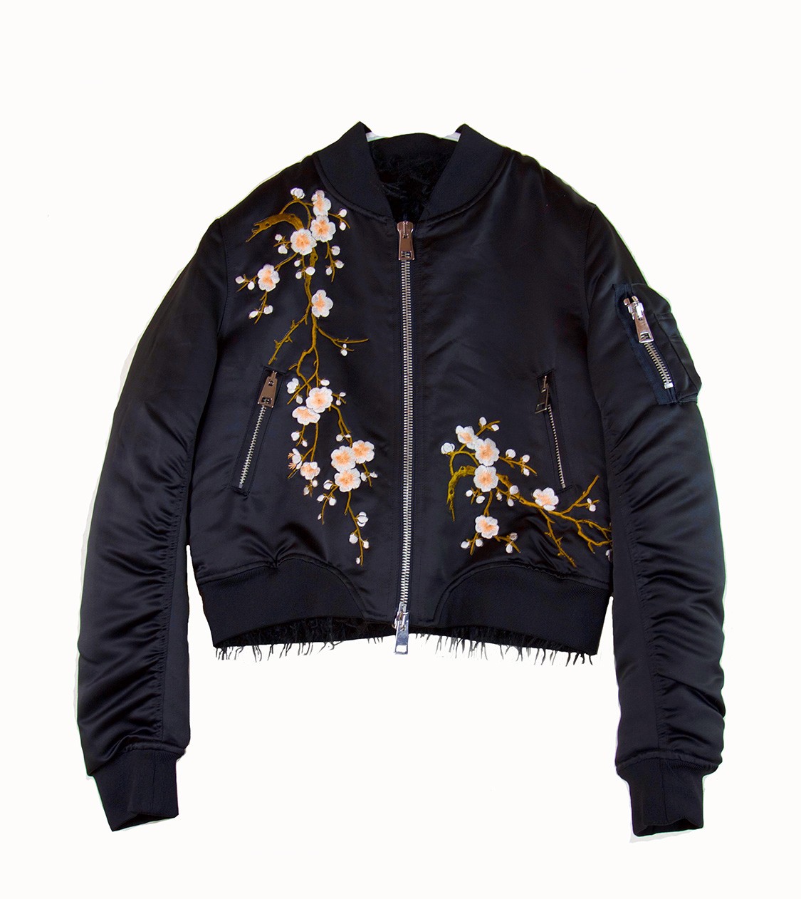 shop Ainea  Cappotti: Bomber Ainea in 100% polyester, embrodered with cherry flowers, eco-fur inside, zip closure. number 776