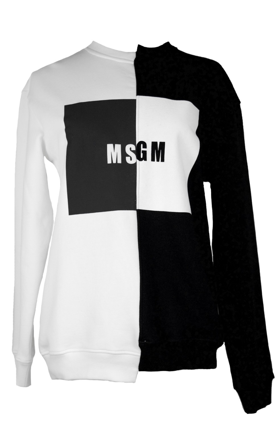 shop MSGM Saldi Felpe: Felpa MSGM in due toni, black and white, logo sul davanti, in cotone, girocollo.

Composizione: 100% cotone number 811