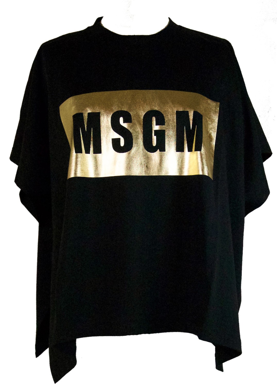 shop MSGM  T-shirts: T-shirt MSGM, nera, forma di rettangolo, spacchi laterali, logo oro a contrasto.

Composizione: 100% cotone. number 954