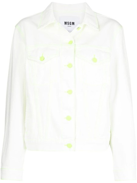 Shop MSGM Saldi Giacche: Giacche MSGM, giacca di jeans, modello corto, chiusura frontale con bottoni, maniche lunghe con polsino, bianca con dettagli fluorescenti.

Composizione: 100% cotone.
