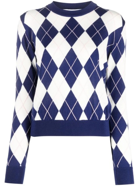 Shop MSGM Saldi Maglie: Maglie MSGM, girocollo, fit regolare, modello corto, maniche lunghe, trama a quadri intarsiati, color blu.

Composizione: 100% lana.