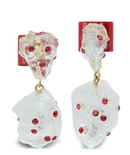 Shop Marni  Bijoux: Bijoux Marni, orecchini, pendenti, in resina trasparente e cristalli rossi, chiusura posteriore con farfallina.

