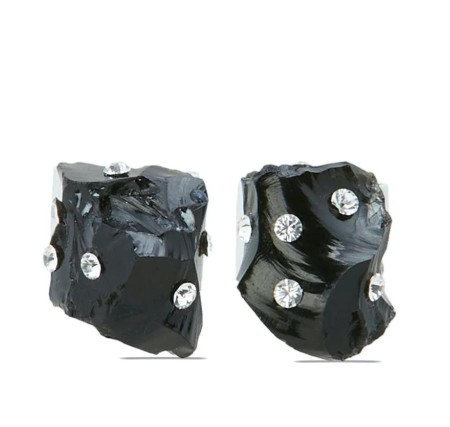 Shop Marni  Bijoux: Bijoux Marni, orecchini, in ossidiana e cristalli, farfallina a chiusura posteriore, color nero.
