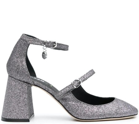 Shop MSGM  Scarpe: Scarpe MSGM, scarpa con tacco largo, chiusura alla caviglia, glitter argento.


