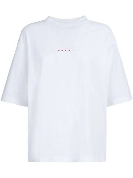 Shop Marni  T-shirts: T-shirts Marni, oversize, maniche corte, girocollo, mini logo frontale.

Composizione: 100% cotone.