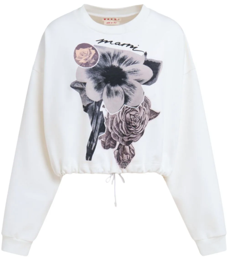 Shop Marni  Sweatshirts: Sweatshirts Marni, short fit, coulisse on waist, long sleeves, crwneck, maxi flowers printed on front.

Composition: 100% cotton.