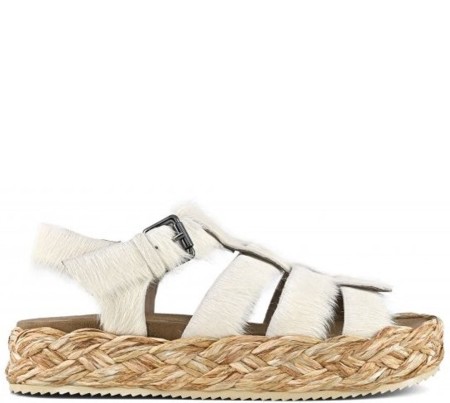 Shop Mou  Shoes: Shoes Mou, sandals, raffia braid sandal, in pony hair, lateral closure with buckle, wedge of 3 cm.