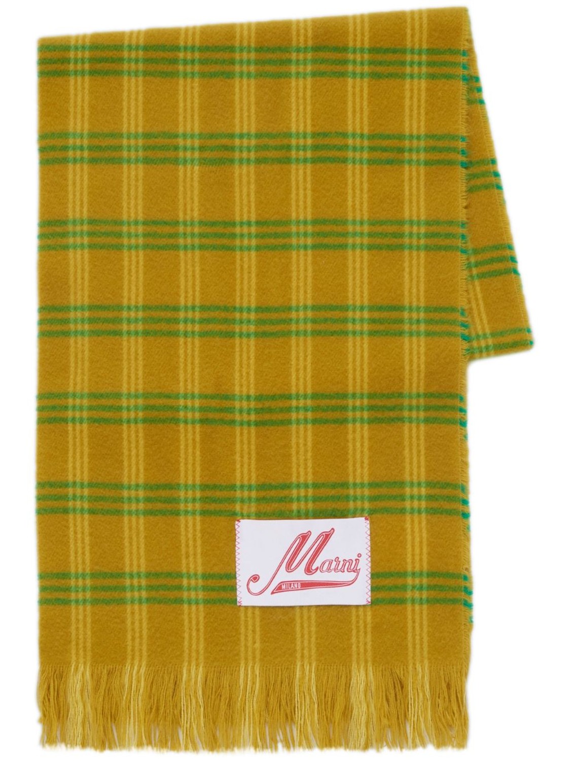 shop Marni  Accessori: Accessori Marni, sciarpa, lunga, a quadri verdi su fondo giallo senape.

Composizione: 100% lana vergine. number 2656