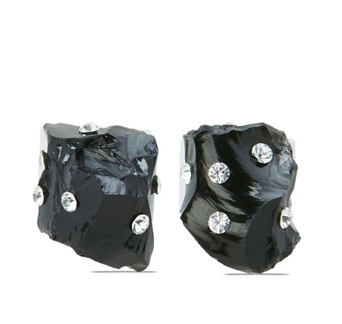 shop Marni  Bijoux: Bijoux Marni, orecchini, in ossidiana e cristalli, farfallina a chiusura posteriore, color nero.
 number 2653