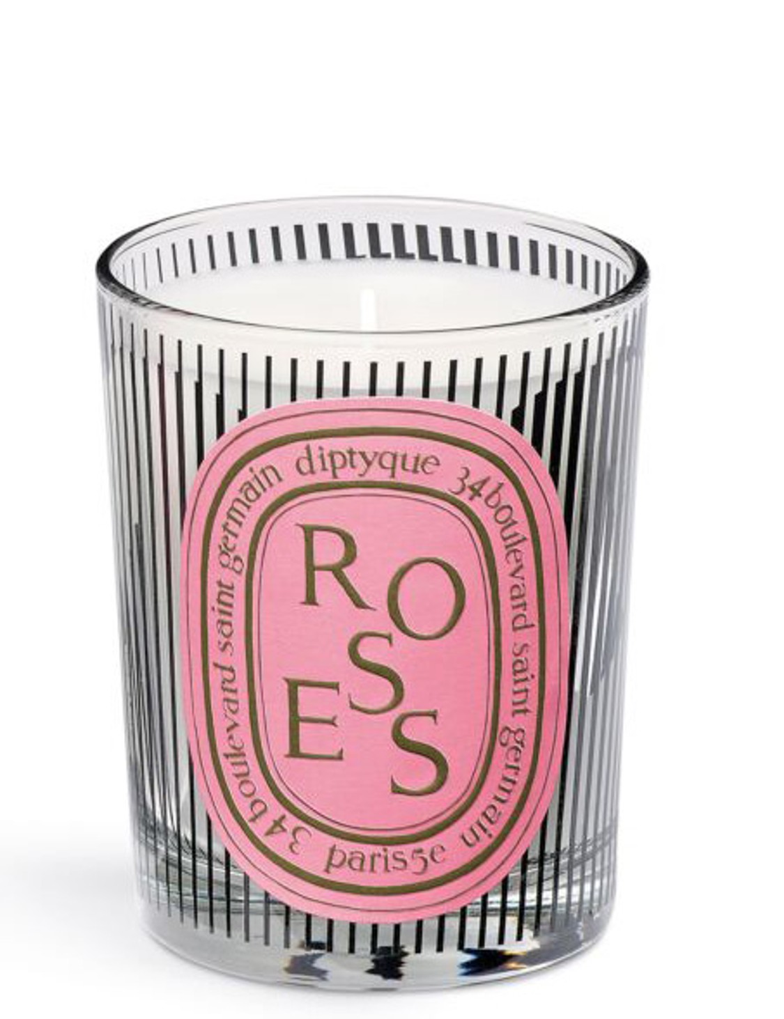 shop Diptyque  Candele: Candele Diptyque, edizione limitata: Dancing Ovals, profumo Roses, a base di petali di rosa, in vetro con disegni grafici che fanno giochi di luce.

 number 2030