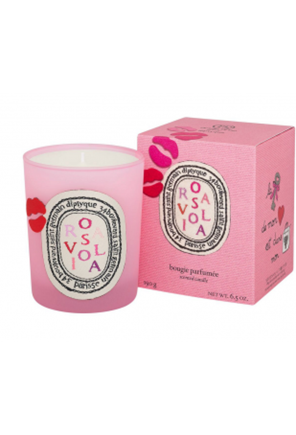 shop Diptyque  Candle: Diptyque scanted candle of 190g with the predominance of rose. Limited edition for Valentine's day in collaboration with the fashion designer Olympia Le-Tan. number 597
